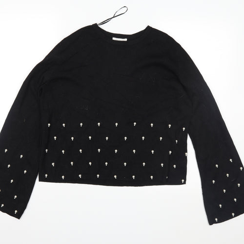 H&M Womens Black  Knit Pullover Jumper Size S