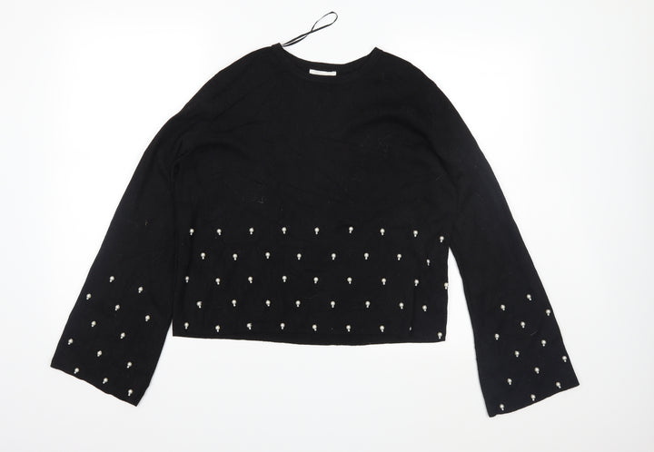 H&M Womens Black  Knit Pullover Jumper Size S