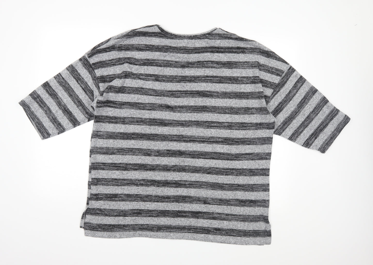 Papaya Womens Grey Striped Knit Basic T-Shirt Size XL