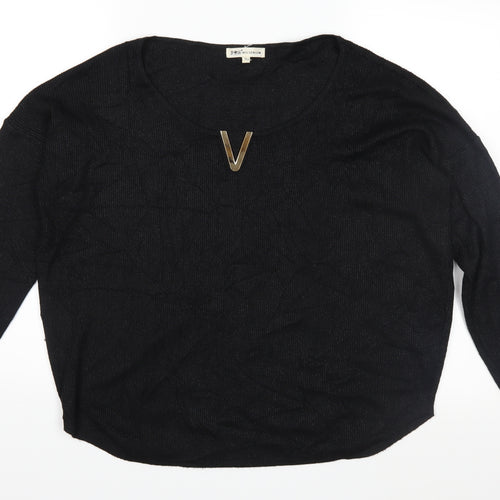 J&S Millenium Womens Black  Knit Pullover Jumper Size L