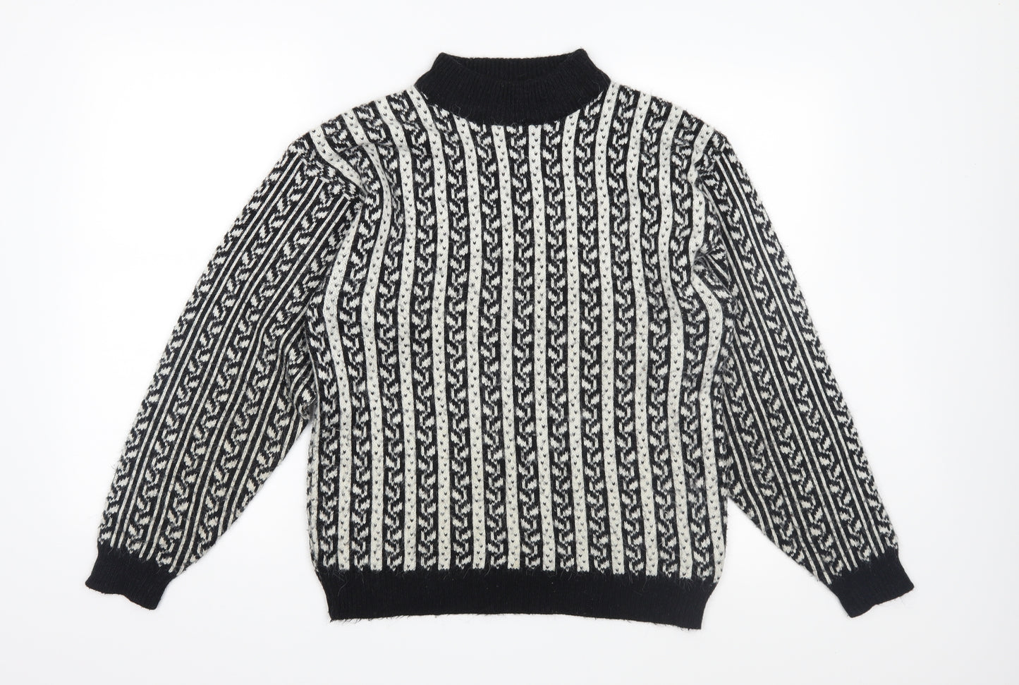 C&A Womens Black Fair Isle Knit Pullover Jumper Size 14