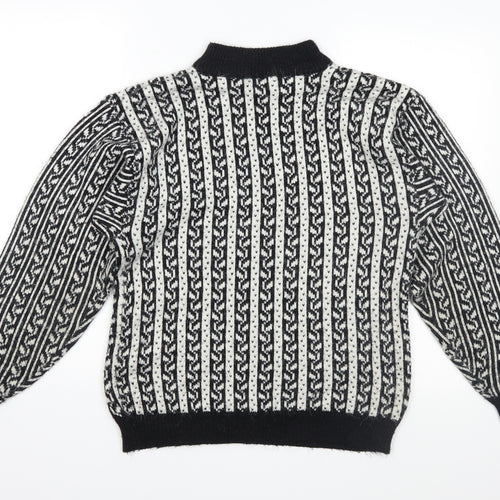 C&A Womens Black Fair Isle Knit Pullover Jumper Size 14