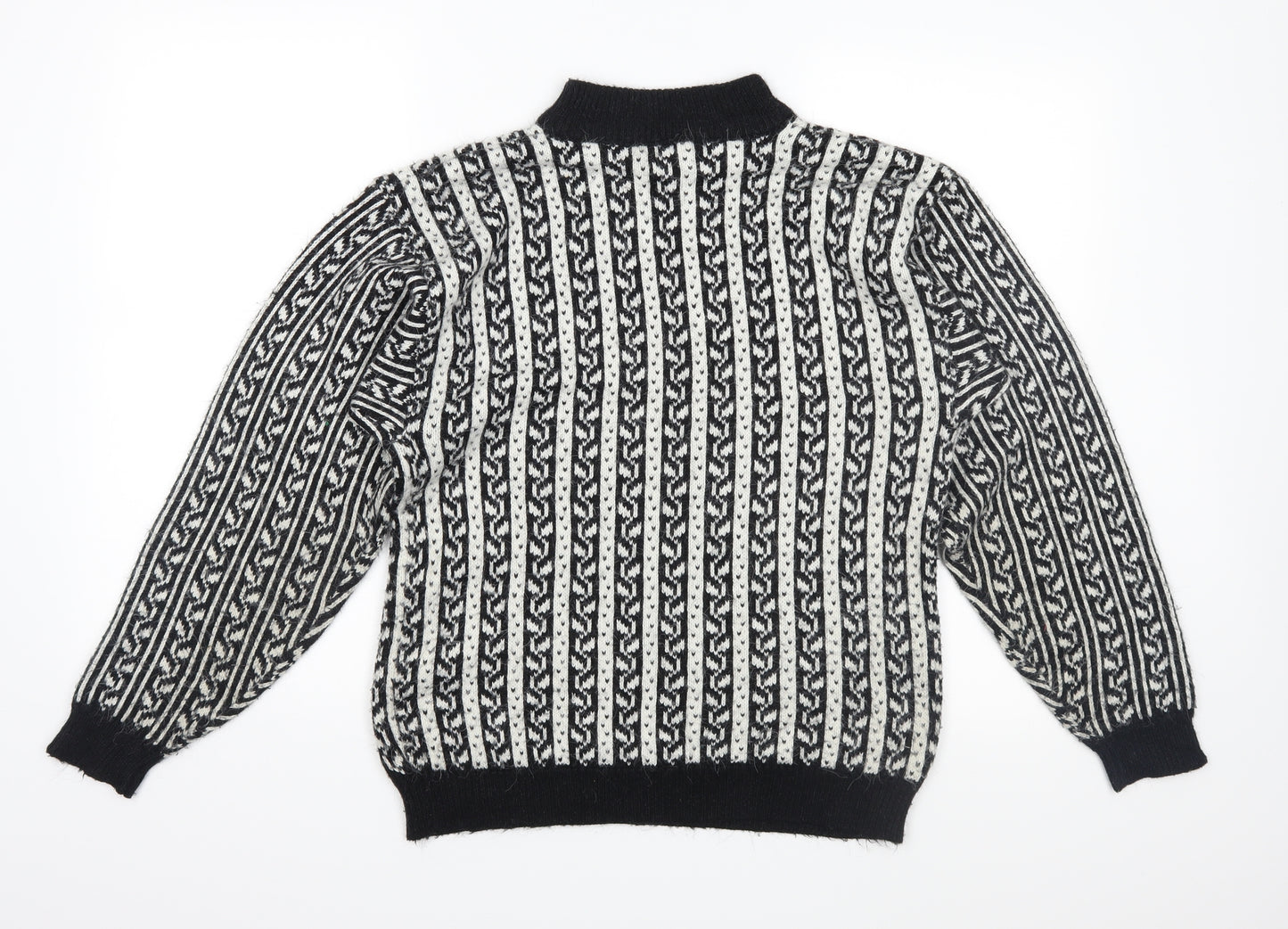C&A Womens Black Fair Isle Knit Pullover Jumper Size 14