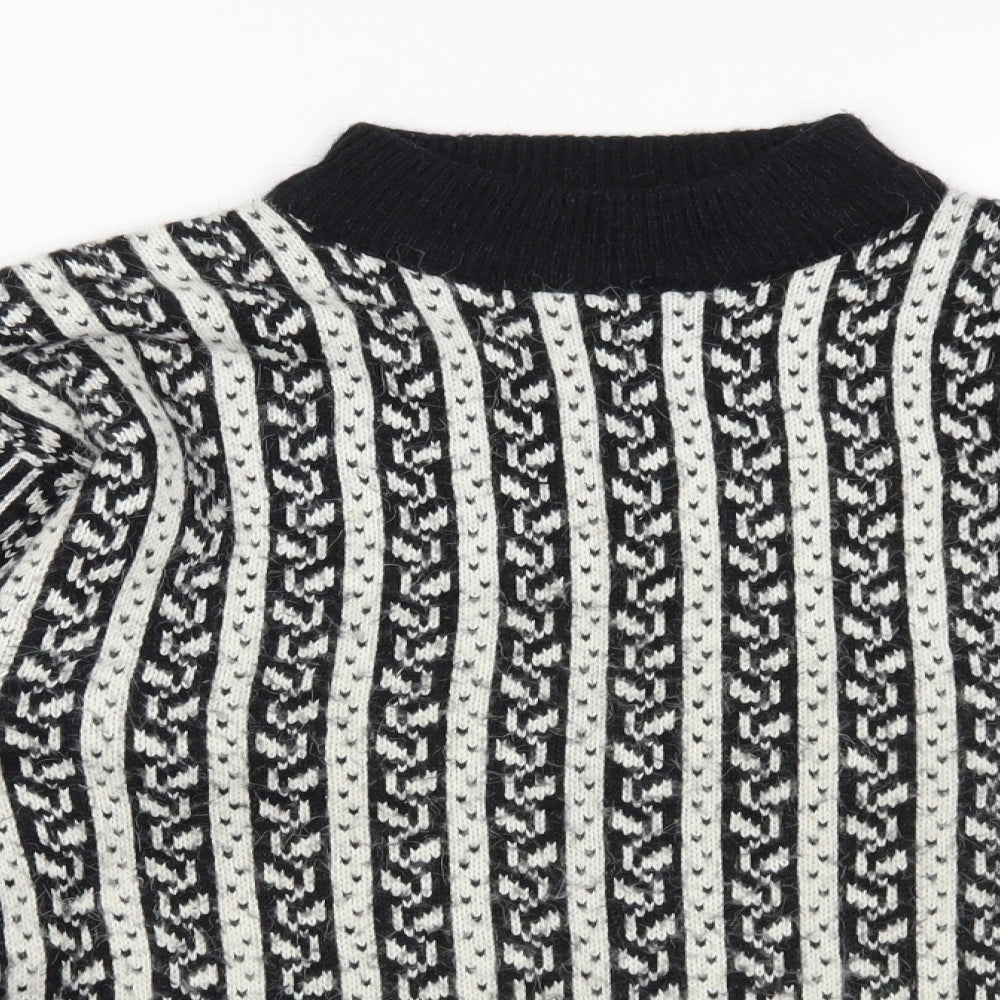C&A Womens Black Fair Isle Knit Pullover Jumper Size 14