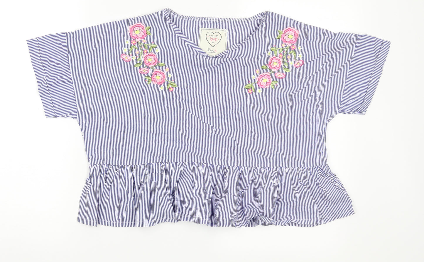 Boux Avenue Womens Blue Striped  Cropped Blouse Size 10