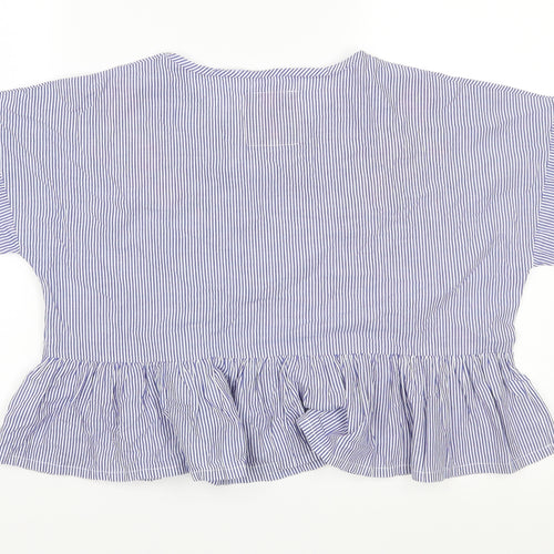 Boux Avenue Womens Blue Striped  Cropped Blouse Size 10