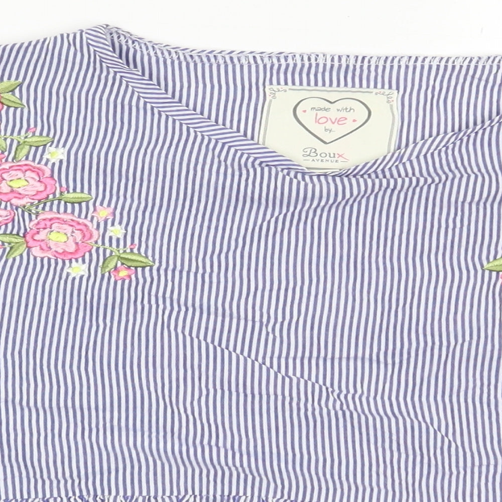 Boux Avenue Womens Blue Striped  Cropped Blouse Size 10