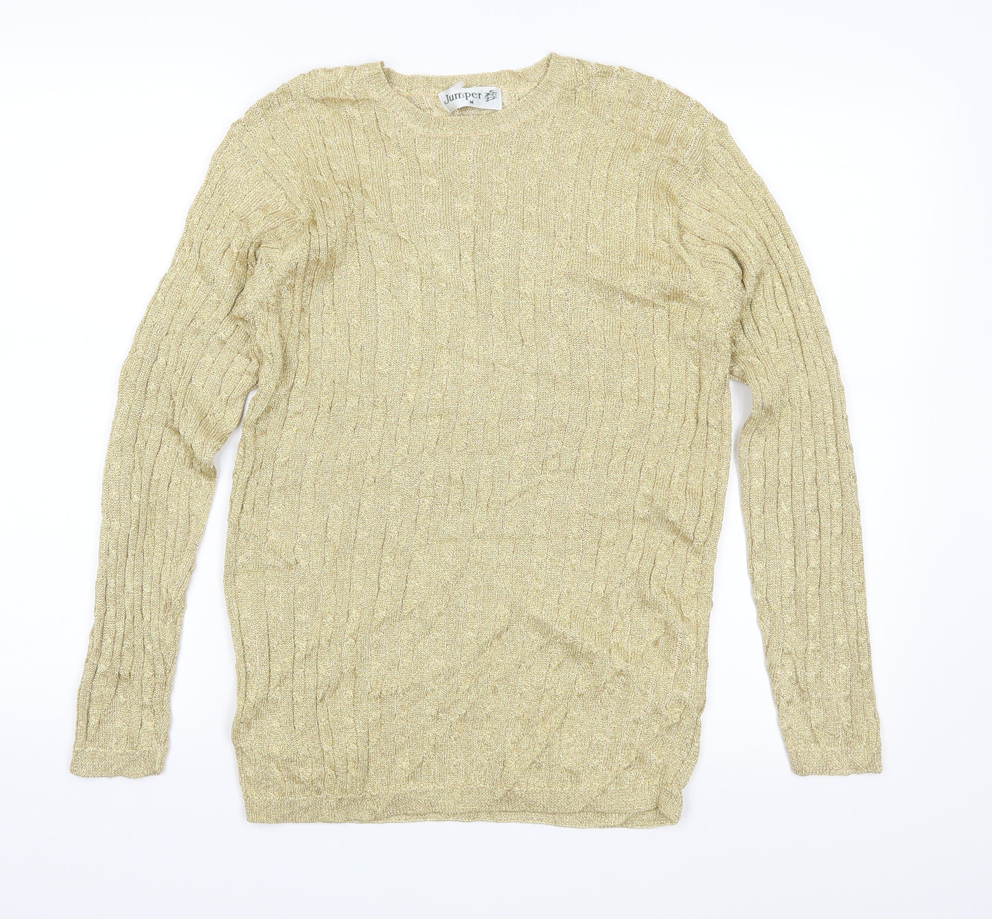 Jumper Womens Gold  Knit Pullover Jumper Size M