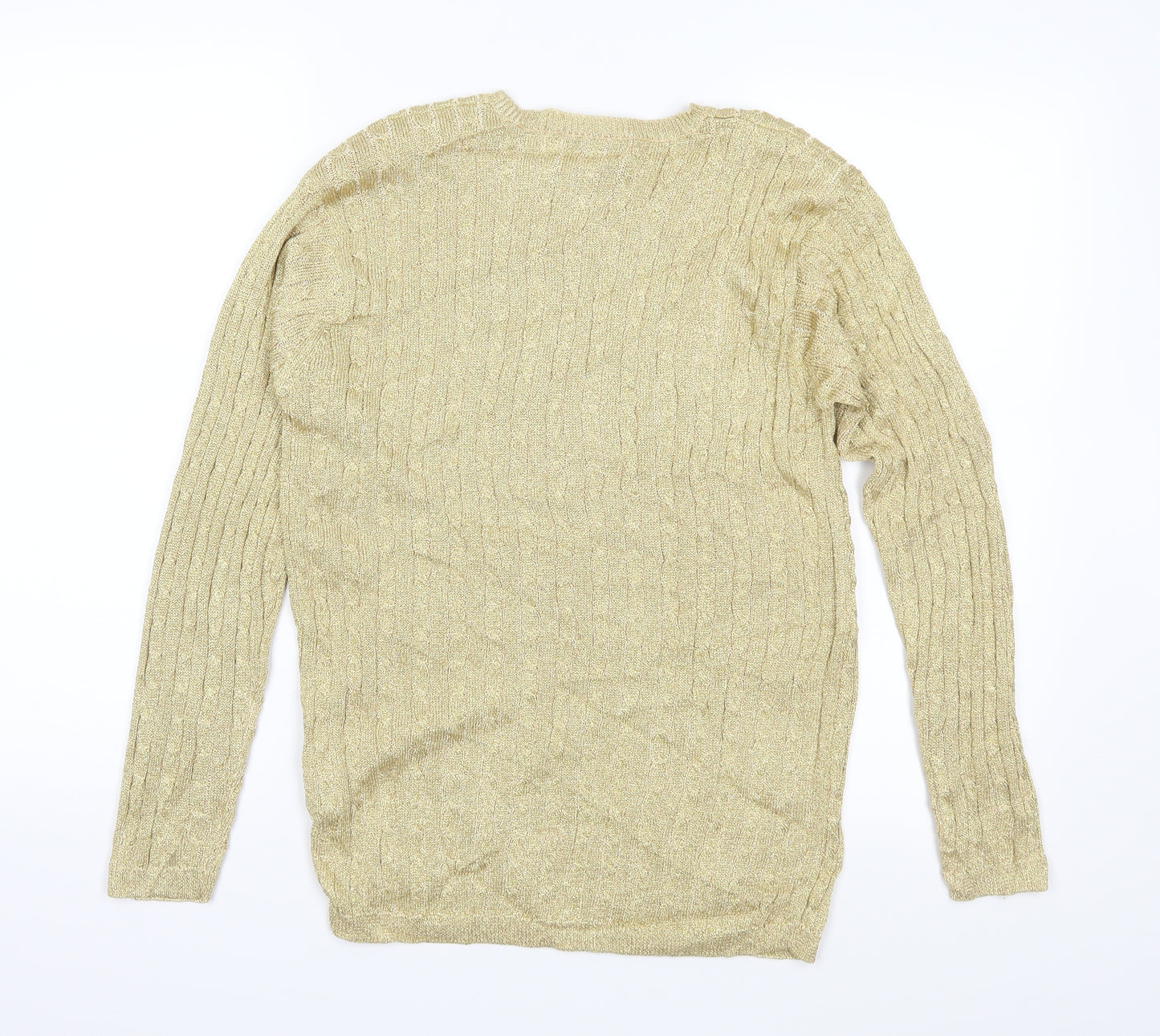 Jumper Womens Gold  Knit Pullover Jumper Size M