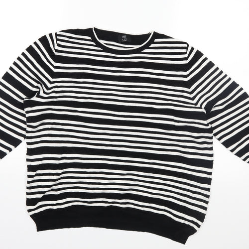 F&F Womens Black Striped Knit Pullover Jumper Size 18