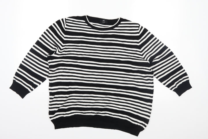 F&F Womens Black Striped Knit Pullover Jumper Size 18