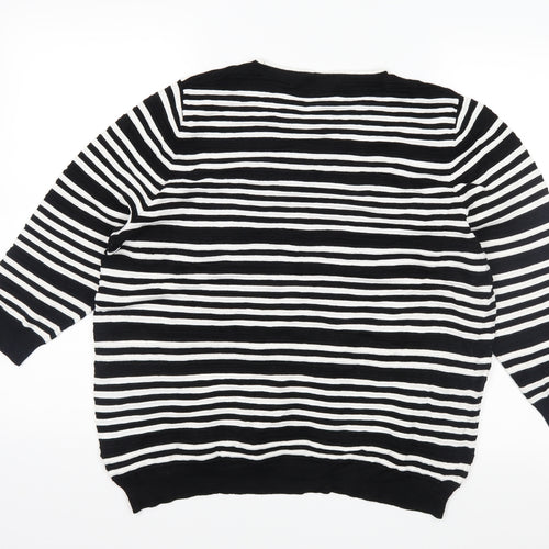 F&F Womens Black Striped Knit Pullover Jumper Size 18