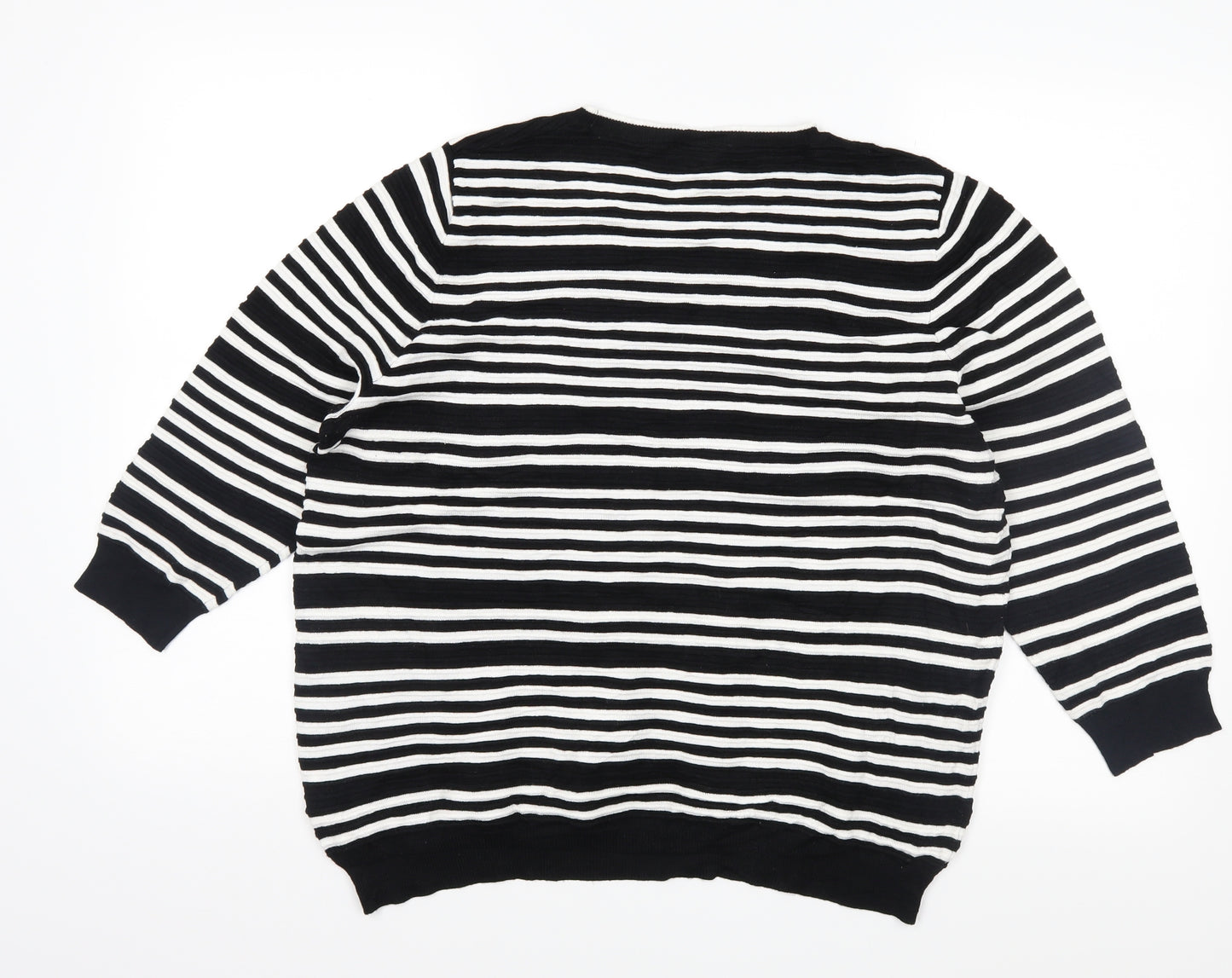 F&F Womens Black Striped Knit Pullover Jumper Size 18