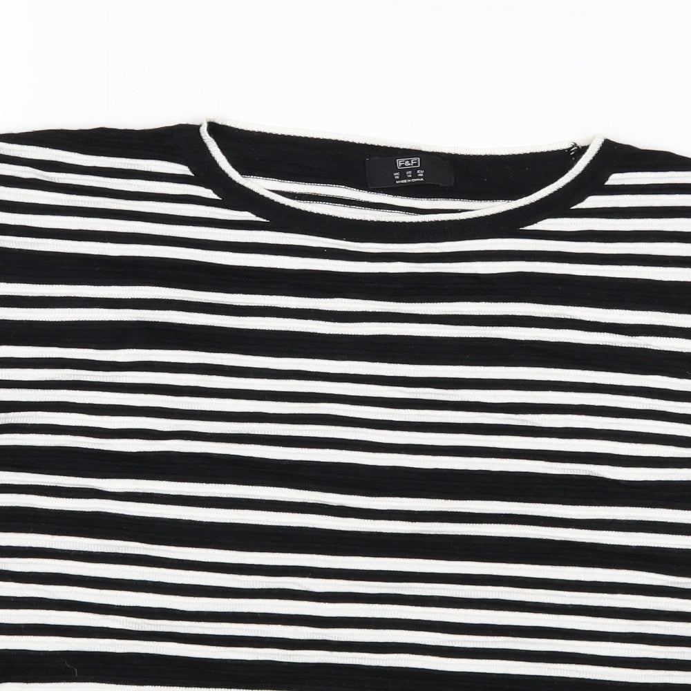 F&F Womens Black Striped Knit Pullover Jumper Size 18