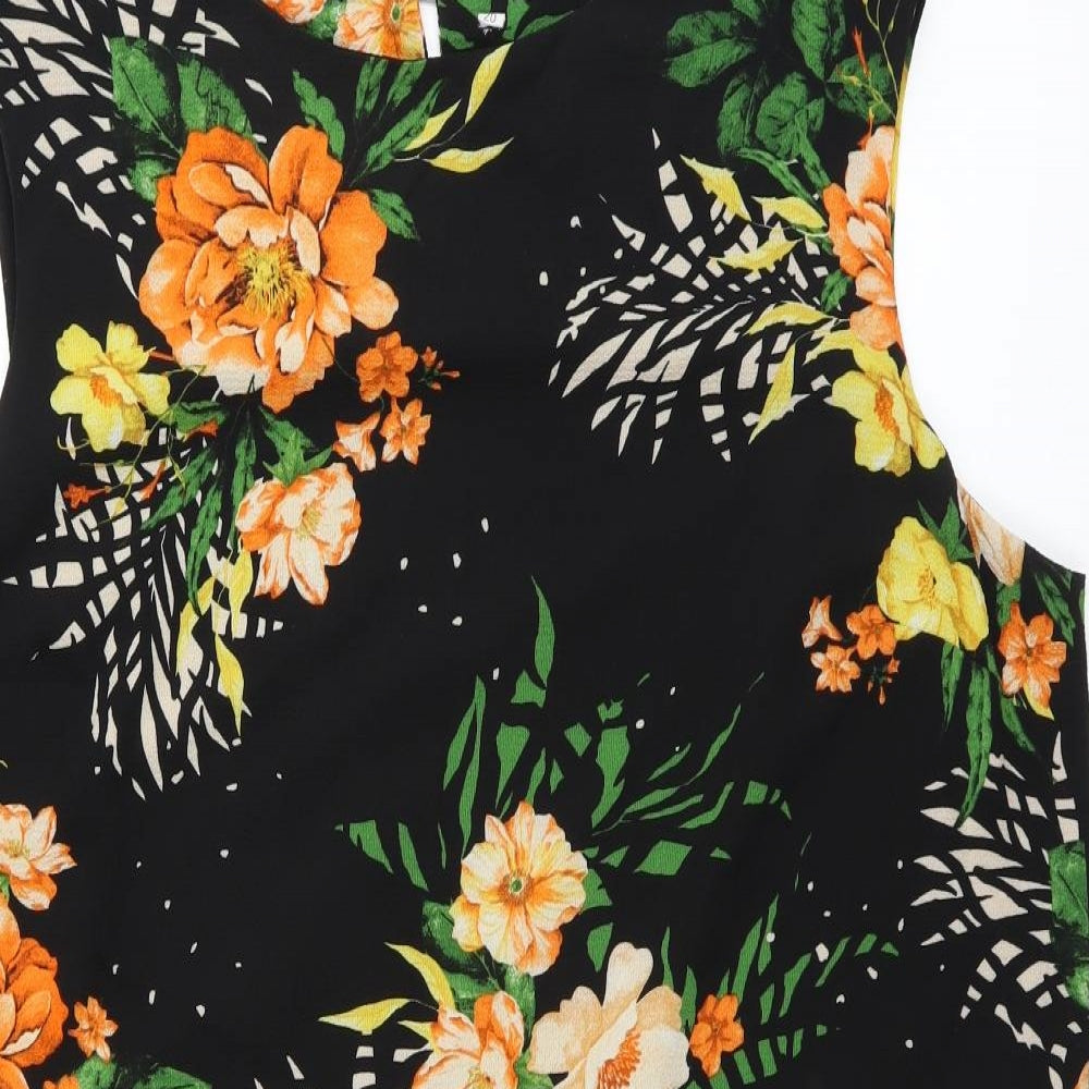 Roman Originals Womens Black Floral  Shift  Size 20