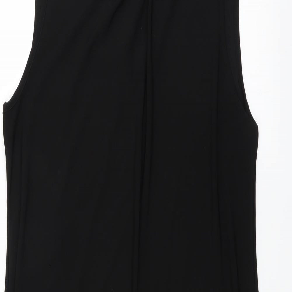 Preworn Womens Black   Pencil Dress    - beaded neckline