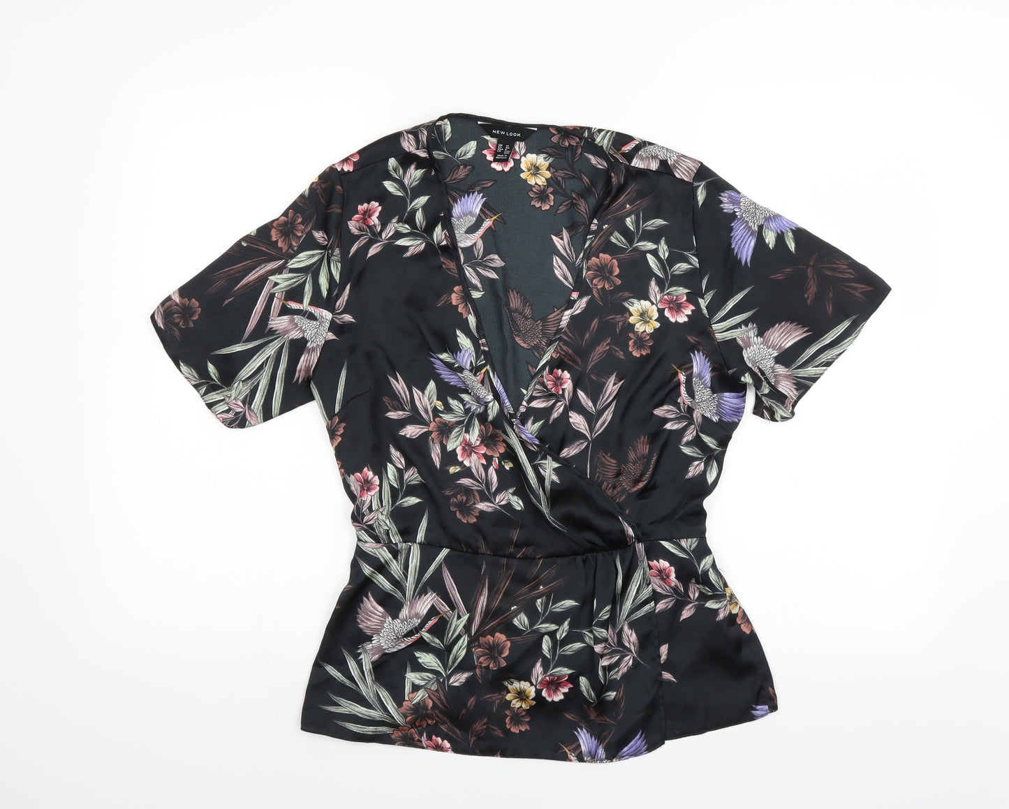 New Look Womens Black Floral  Basic Blouse Size 12