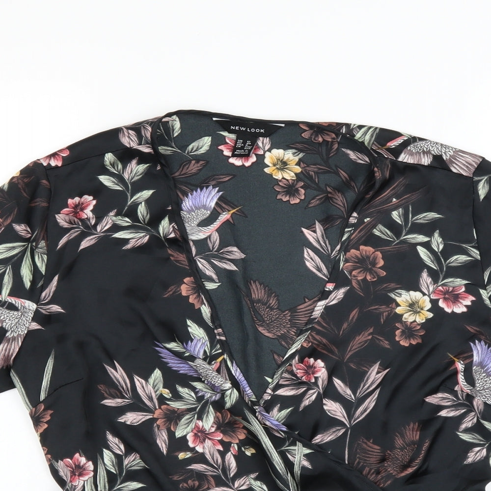New Look Womens Black Floral  Basic Blouse Size 12
