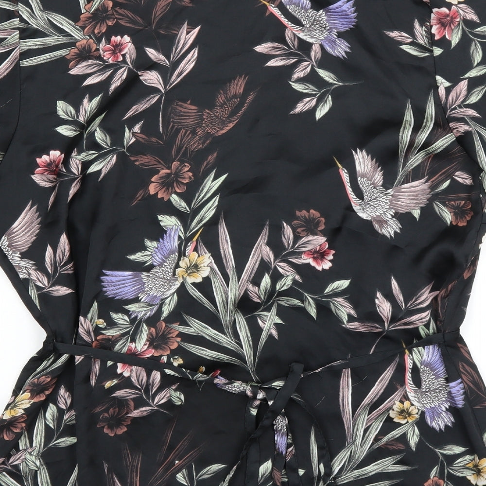 New Look Womens Black Floral  Basic Blouse Size 12