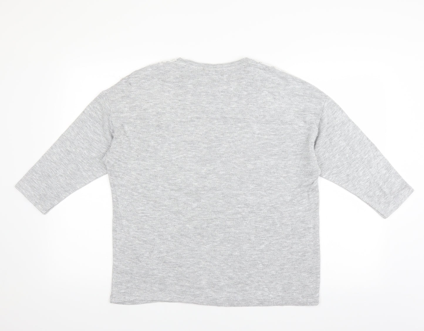 Sainsburys Womens Grey   Pullover Jumper Size 14  - lace and beads on shoulders