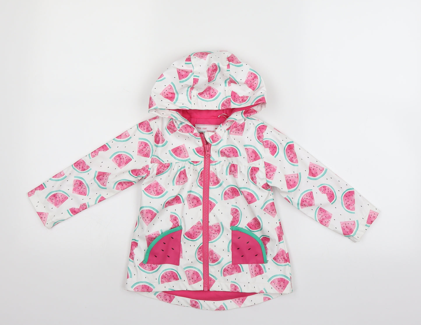 Sainsburys Girls White   Jacket  Size 12-18 Months  - Watermelon
