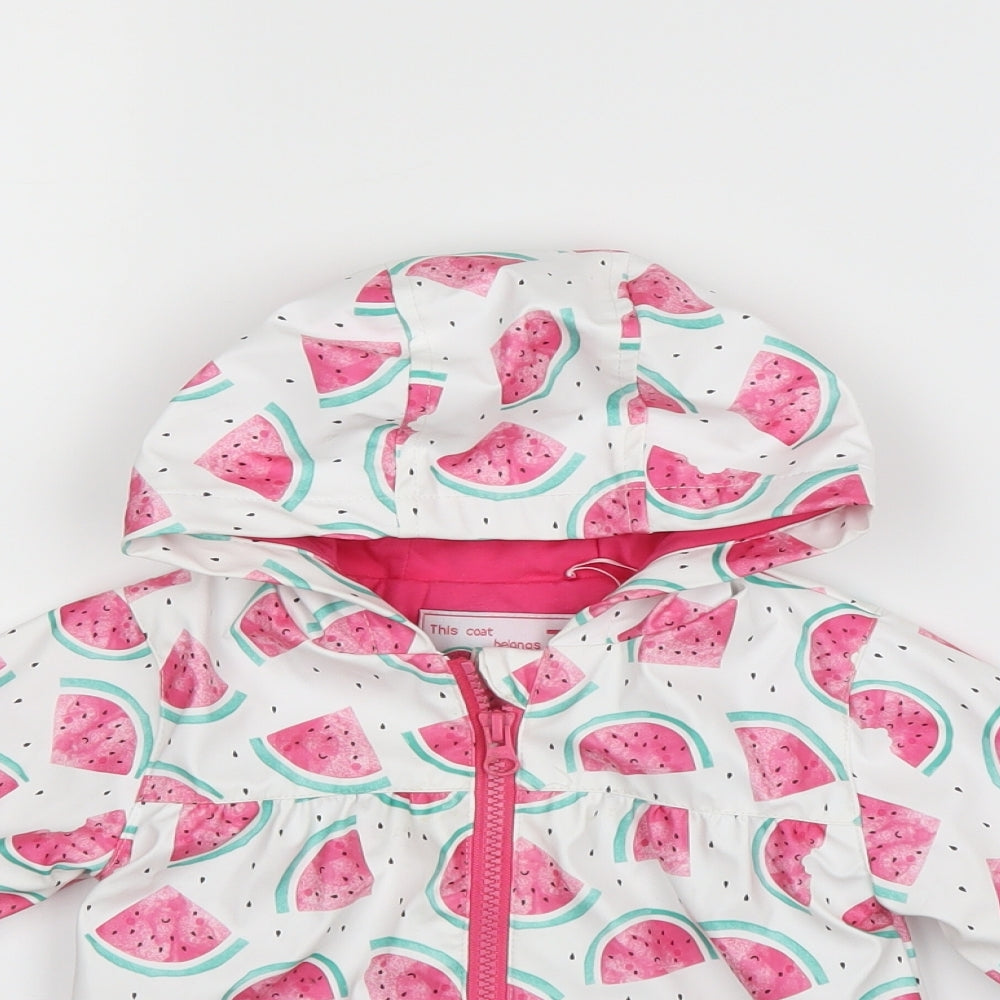 Sainsburys Girls White   Jacket  Size 12-18 Months  - Watermelon
