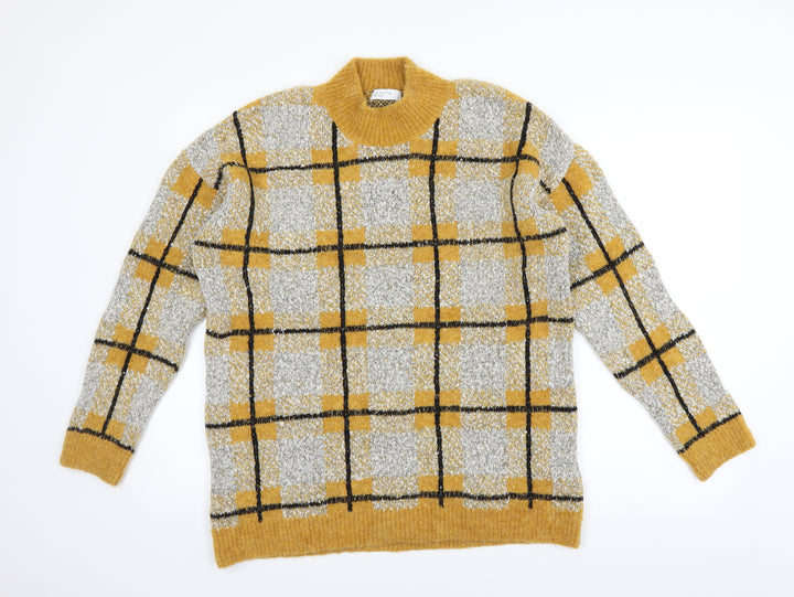 Matalan Womens Yellow Plaid Pullover Jumper Size L