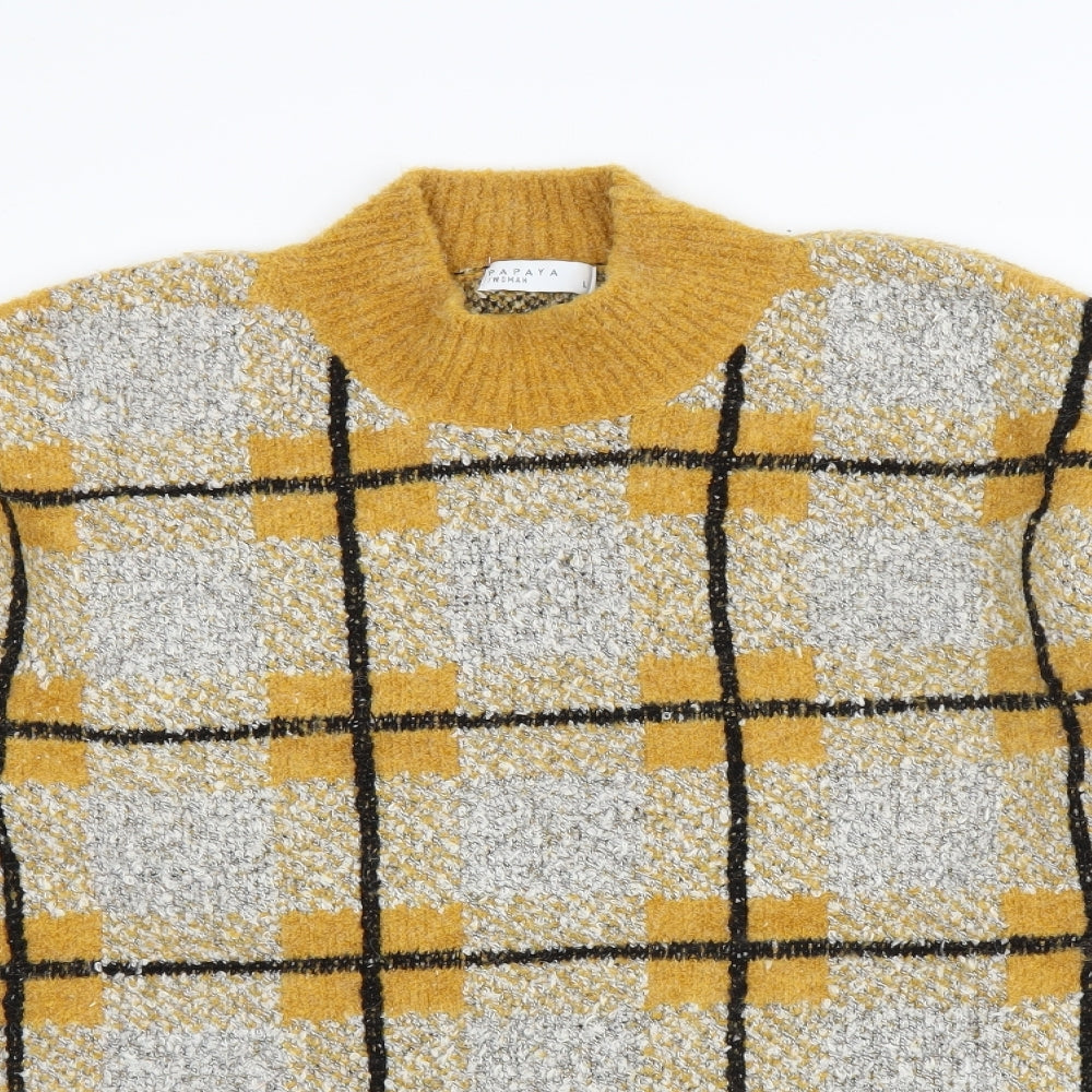 Matalan Womens Yellow Plaid  Pullover Jumper Size L