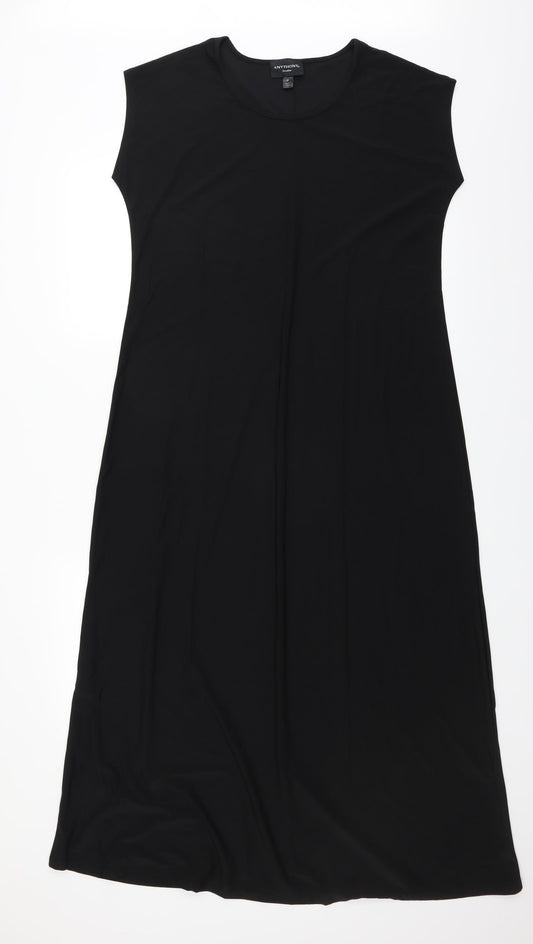 Front view of Anthony Studios women’s black shift, size M