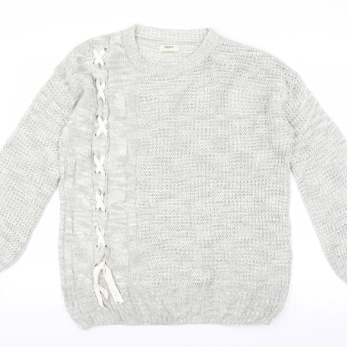 Matalan Womens Grey   Pullover Jumper Size L  - ribbon detail