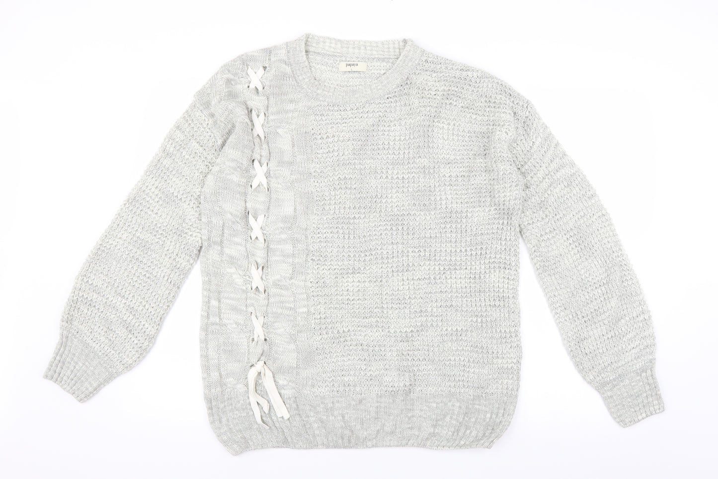 Matalan Womens Grey   Pullover Jumper Size L  - ribbon detail
