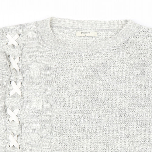 Matalan Womens Grey   Pullover Jumper Size L  - ribbon detail