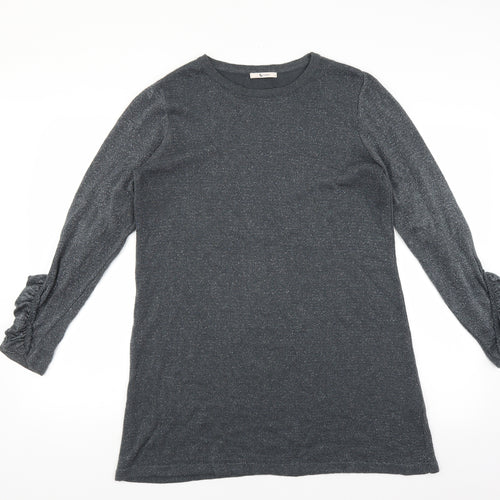 Sainsburys Womens Grey   Jumper Dress  Size 12  - ruffled sleeve detail