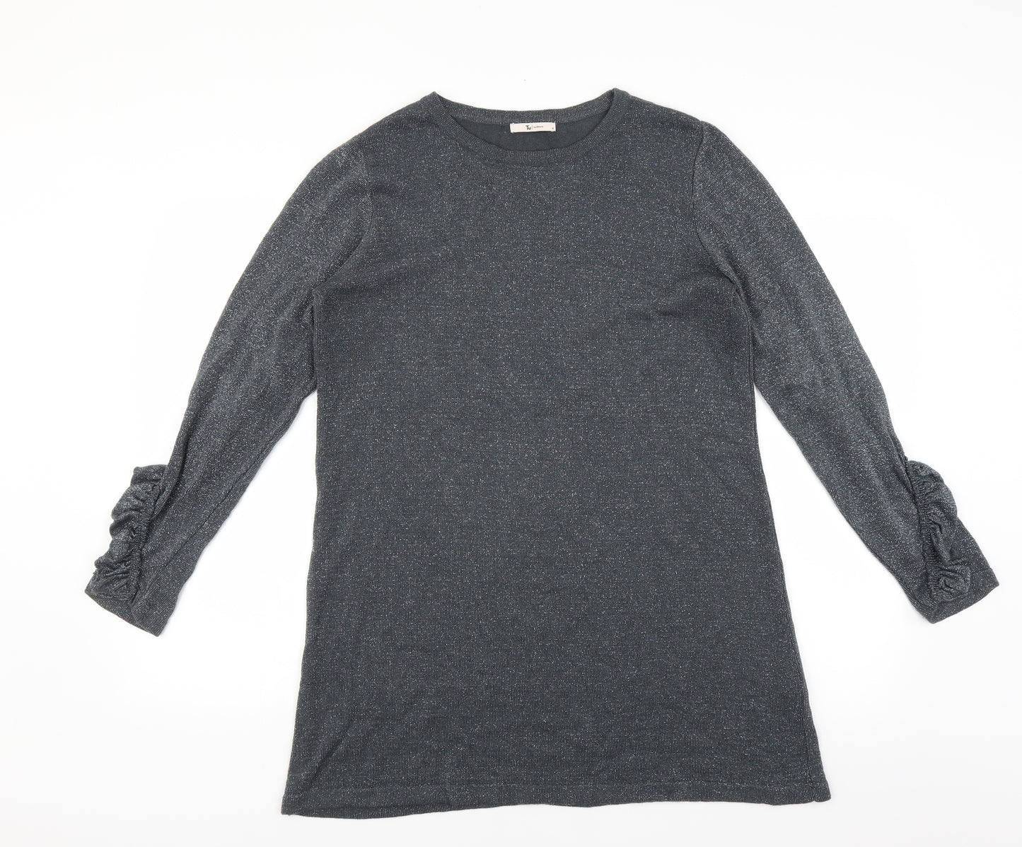 Sainsburys Womens Grey   Jumper Dress  Size 12  - ruffled sleeve detail