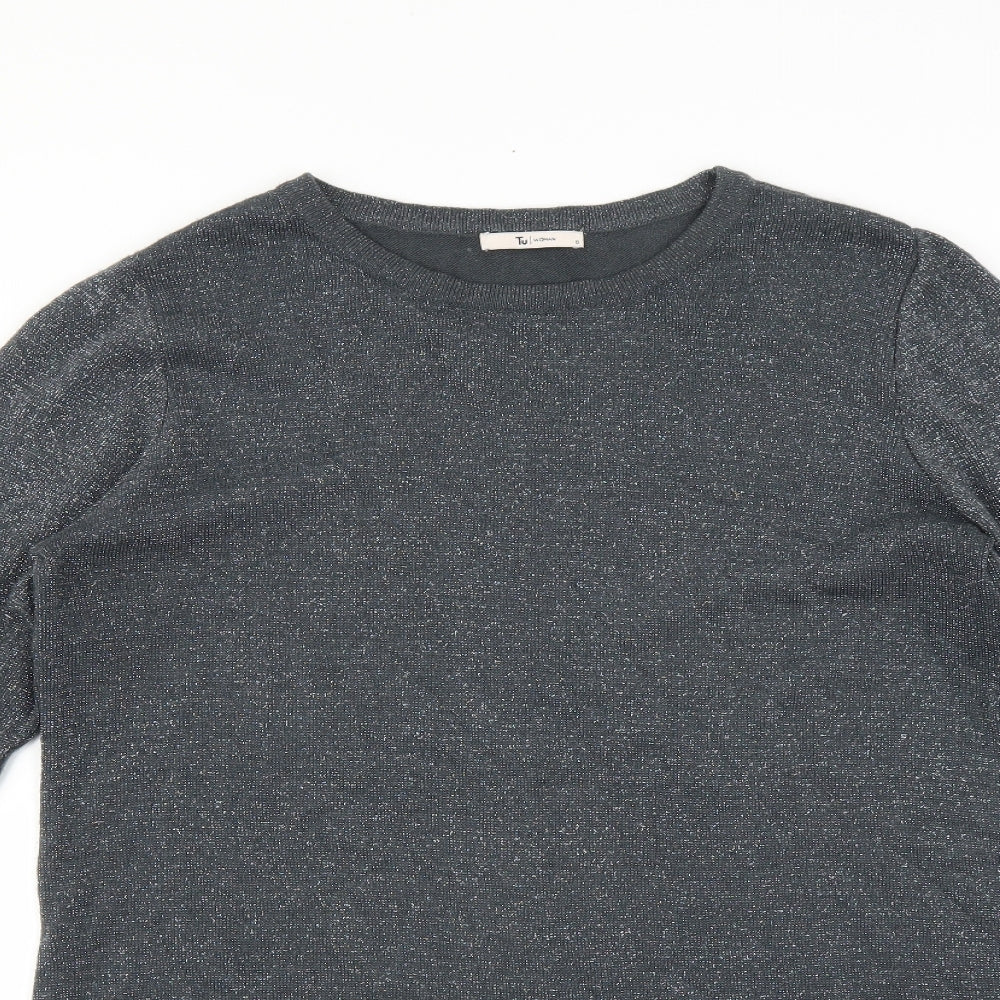 Sainsburys Womens Grey   Jumper Dress  Size 12  - ruffled sleeve detail