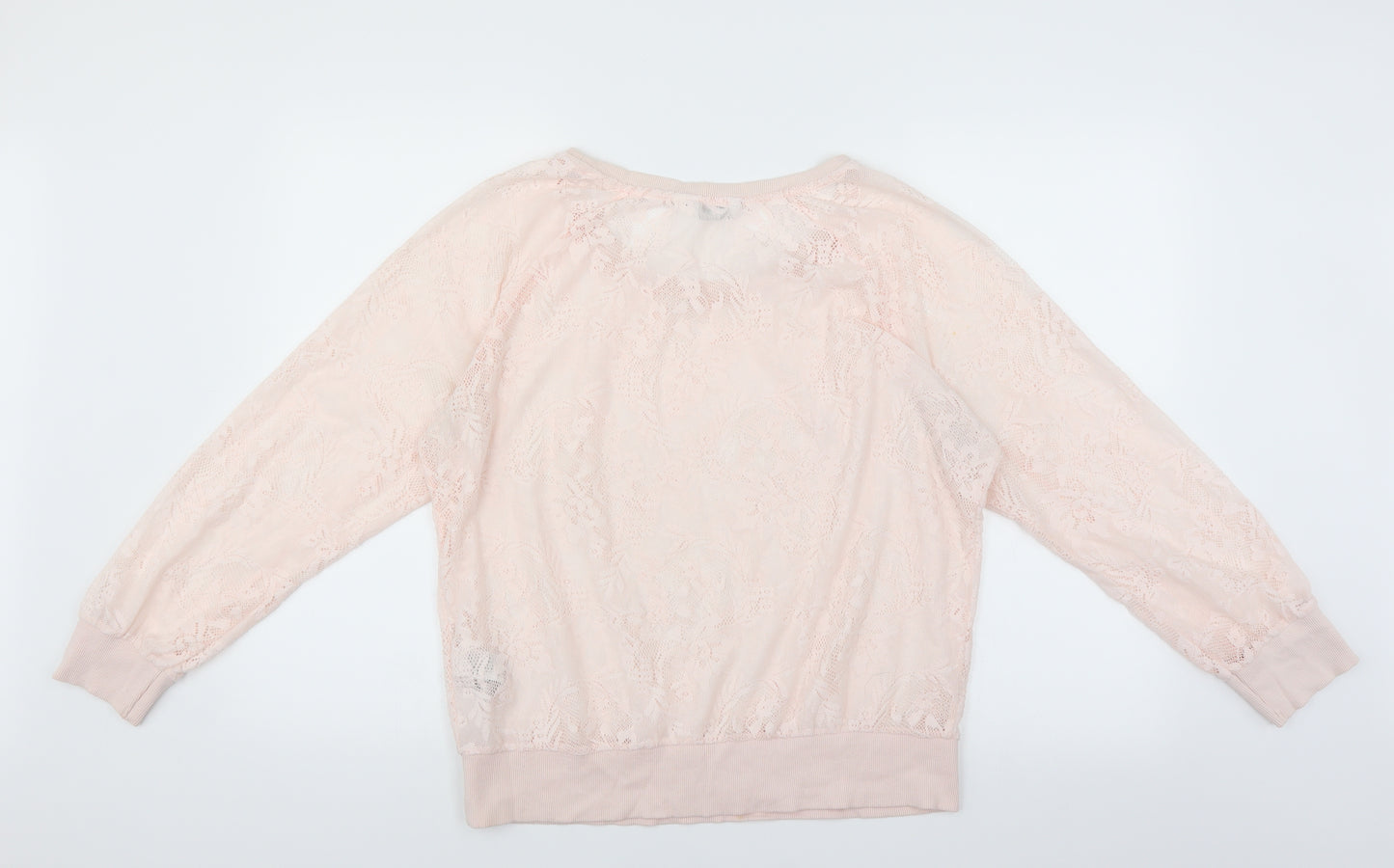 New Look Womens Pink Floral  Pullover Sweatshirt Size 14  - sheer lace