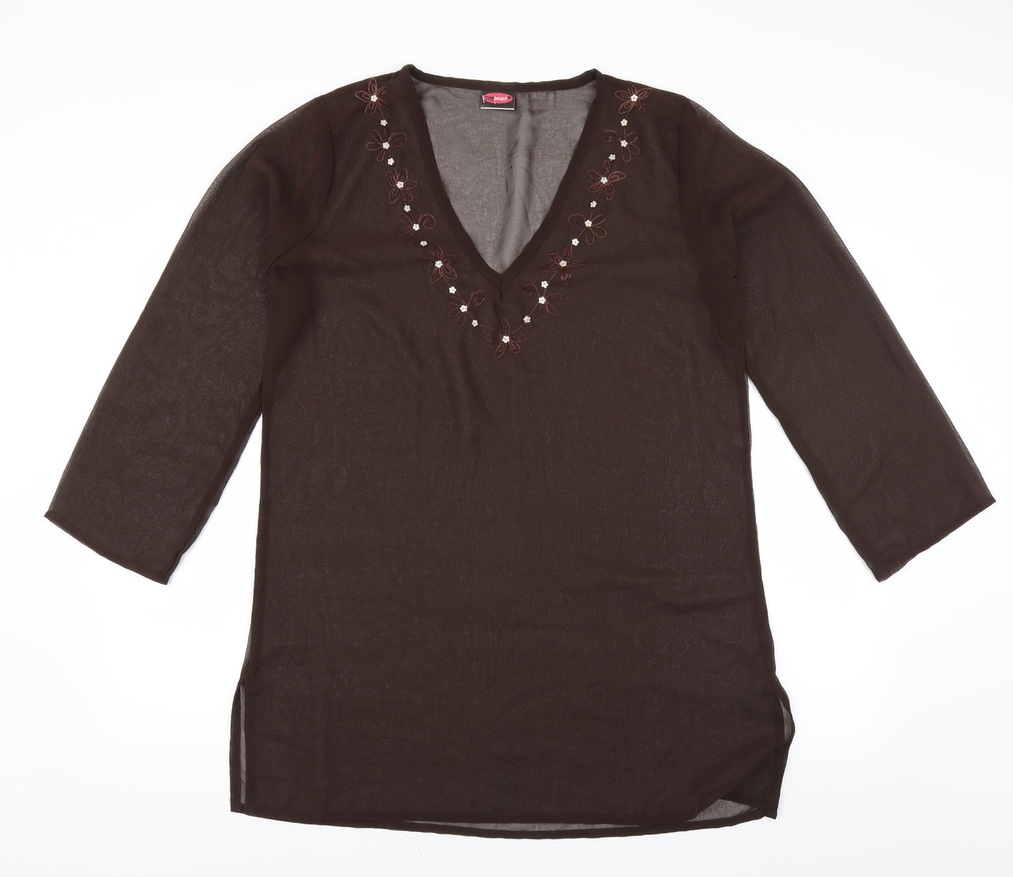 long beach Womens Brown   Shift  Size M  - sheer beach cover up