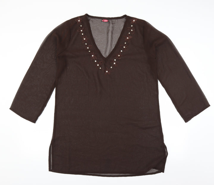 long beach Womens Brown   Shift  Size M  - sheer beach cover up