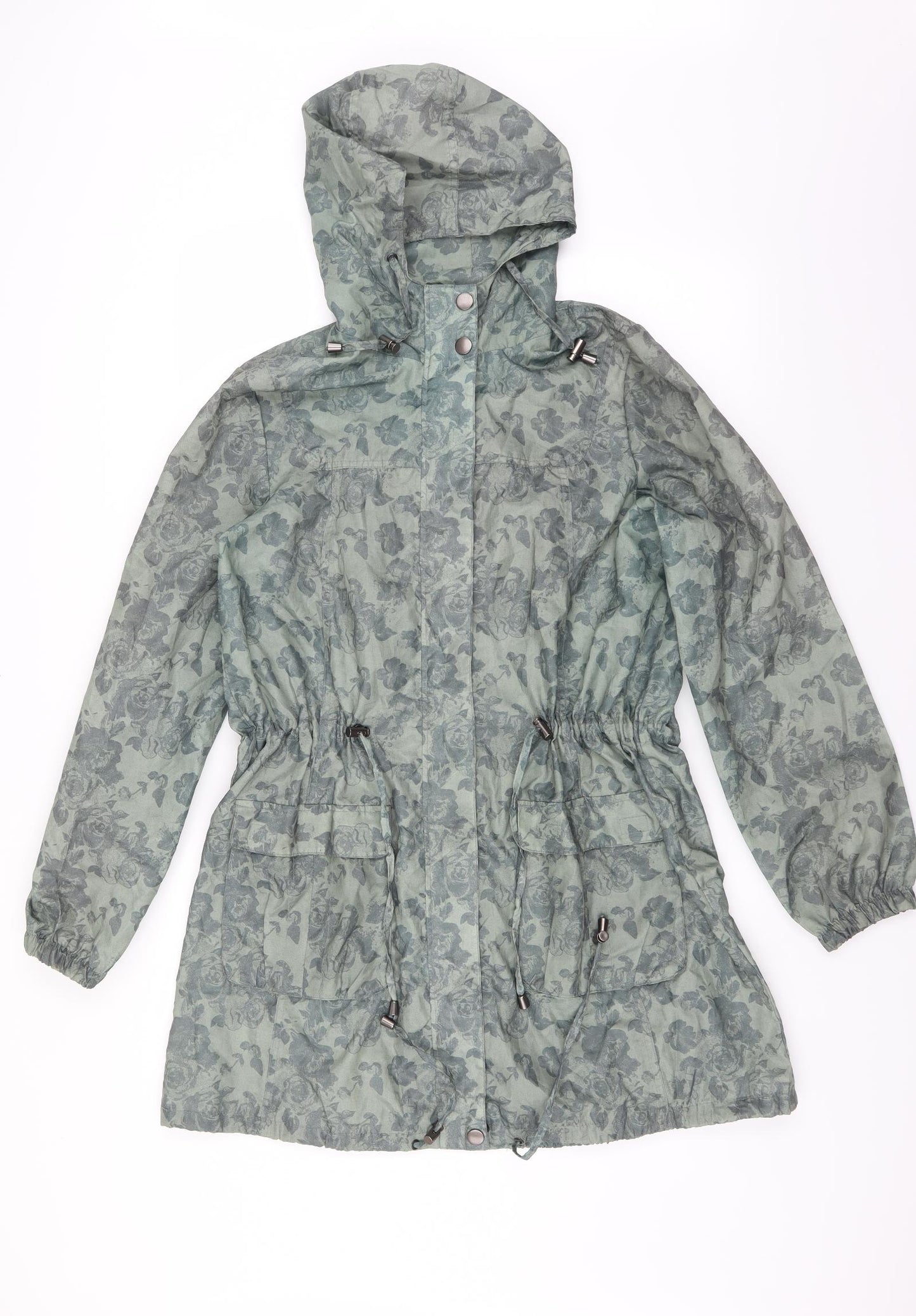 Sainsburys Womens Green Floral  Rain Coat Jacket Size 14