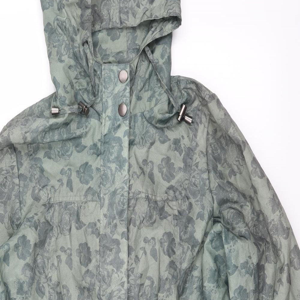 Sainsburys Womens Green Floral  Rain Coat Jacket Size 14