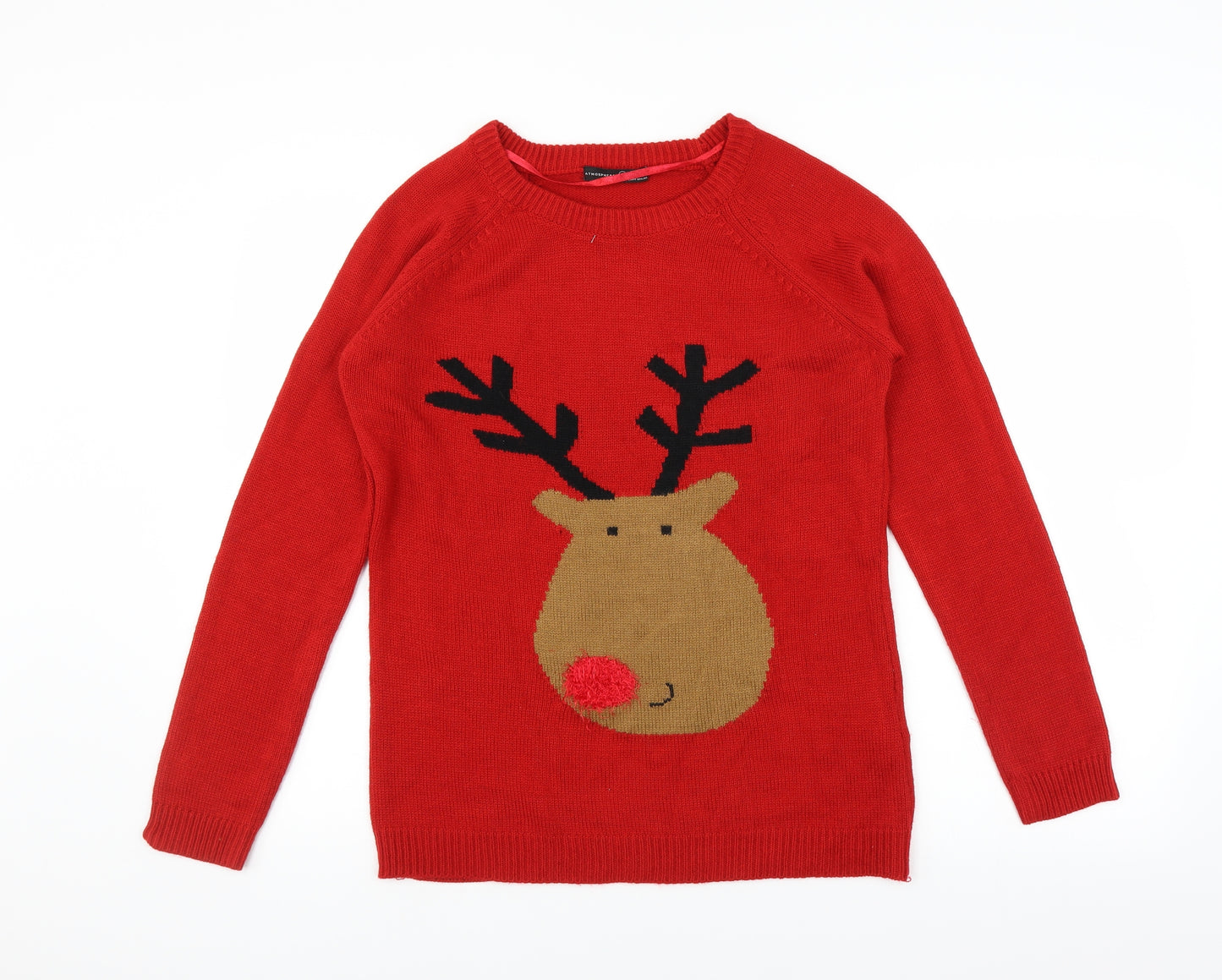 Primark Womens Red   Pullover Jumper Size 8  - Christmas  Jumper