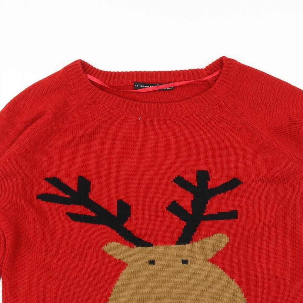 Primark Womens Red   Pullover Jumper Size 8  - Christmas  Jumper