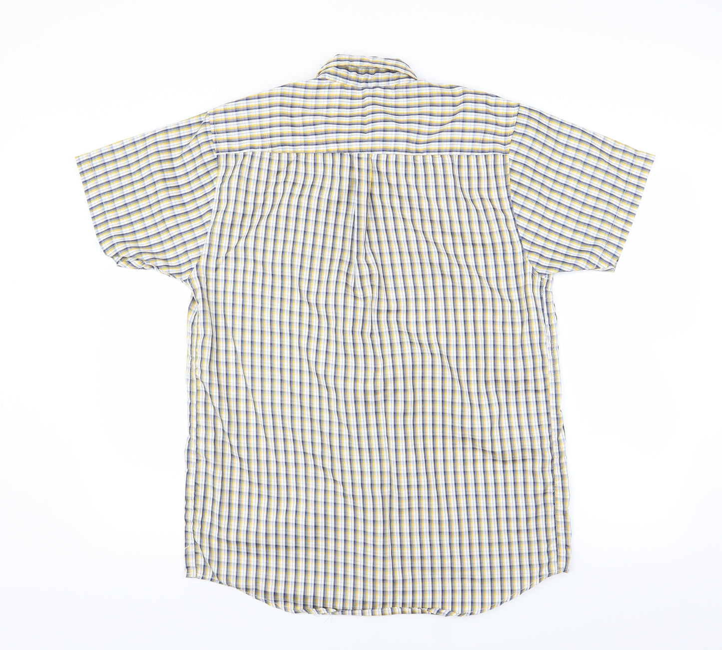Pierre Roche Mens Blue Plaid   Button-Up Size M