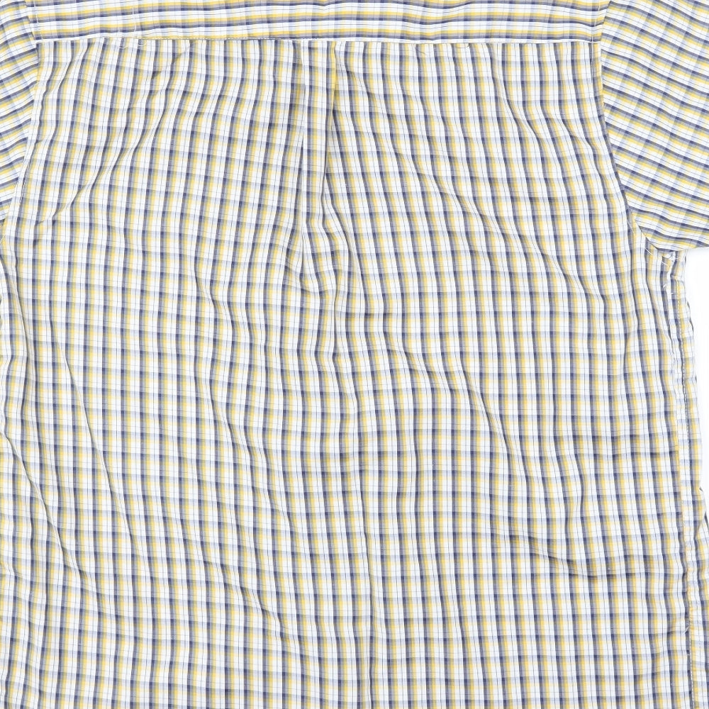 Pierre Roche Mens Blue Plaid   Button-Up Size M