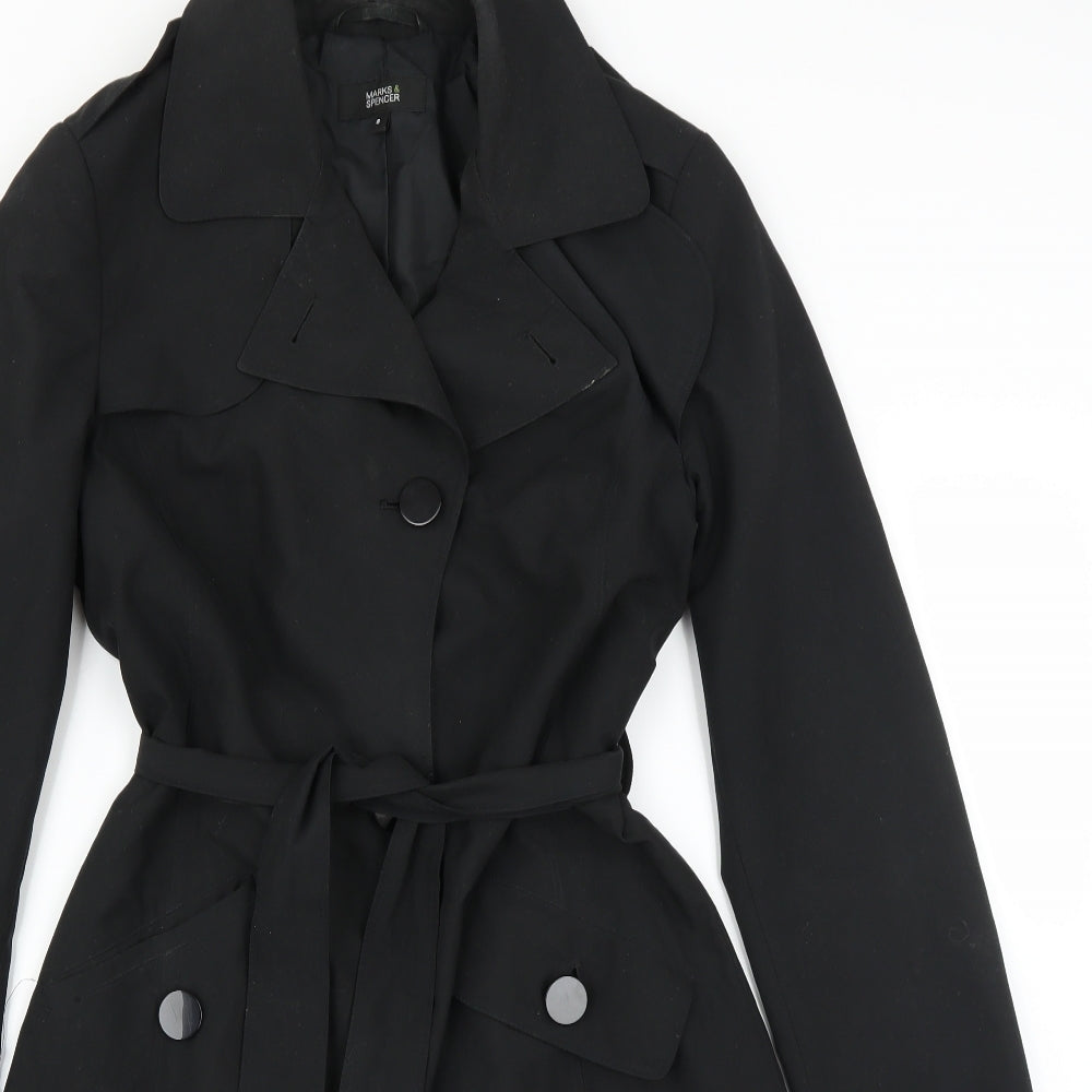 Marks and Spencer Womens Black   Trench Coat Jacket Size 8