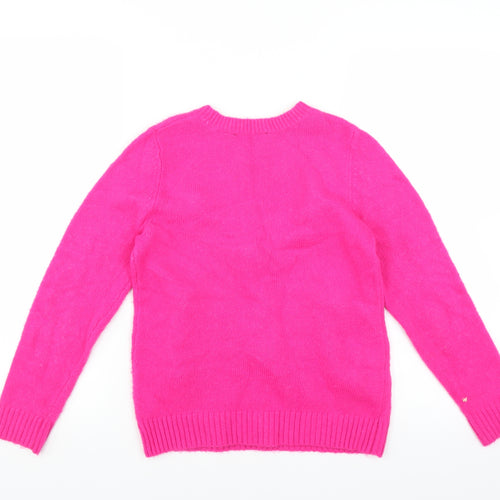 George Girls Pink   Pullover Jumper Size 9-10 Years  - pom pom