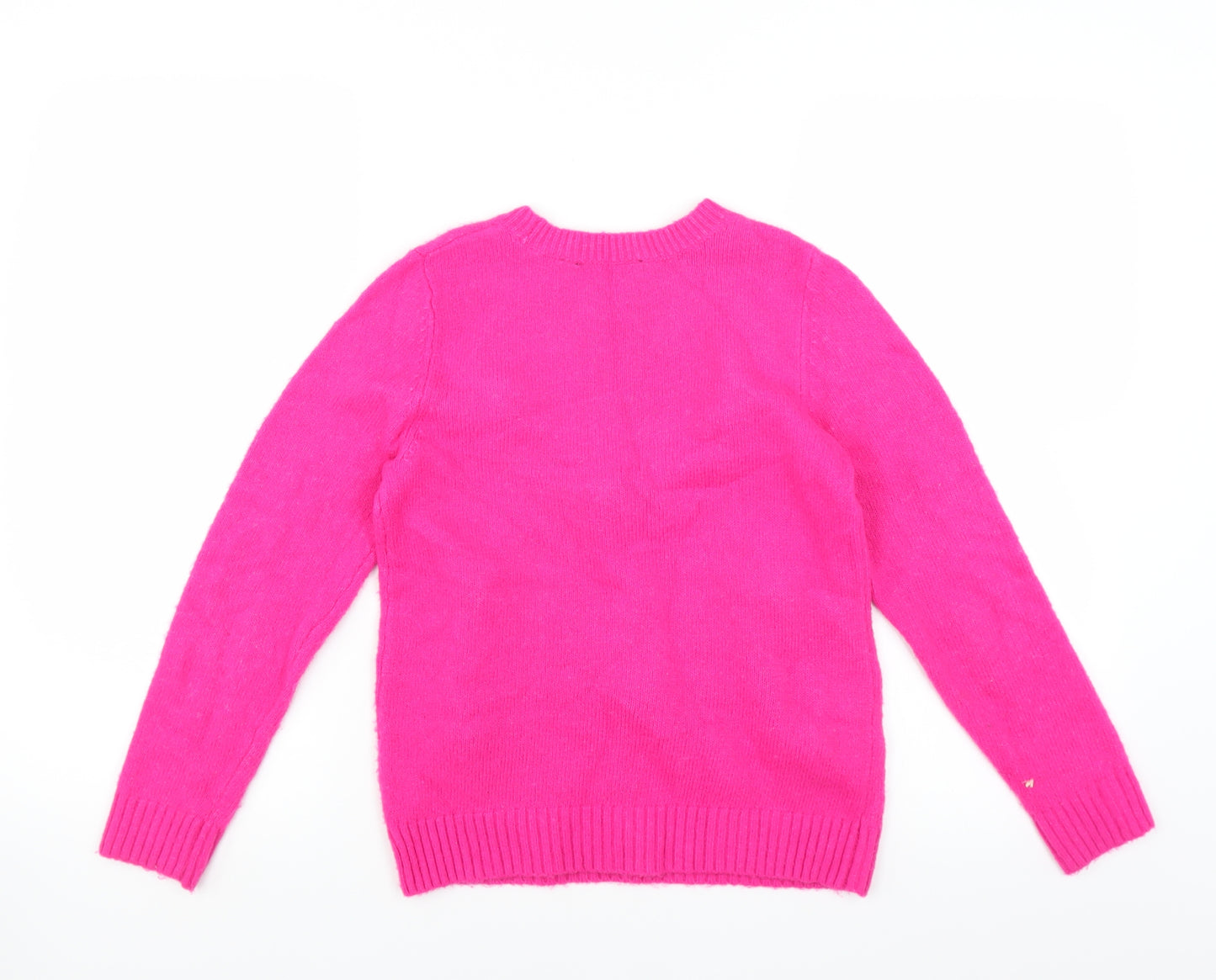 George Girls Pink   Pullover Jumper Size 9-10 Years  - pom pom