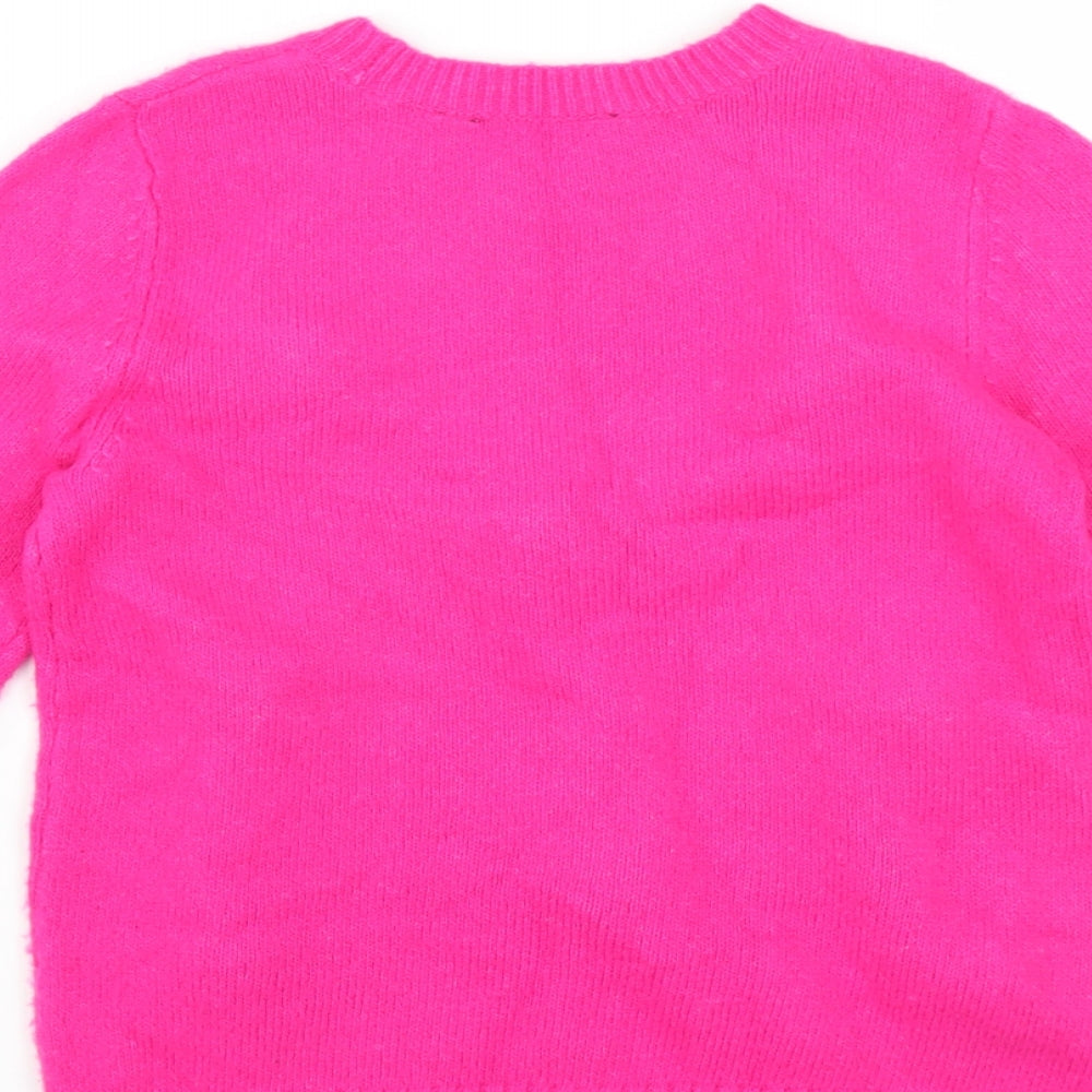 George Girls Pink   Pullover Jumper Size 9-10 Years  - pom pom