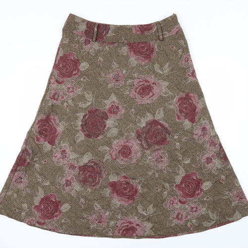 Per Una Womens Green Floral  A-Line Skirt Size 14