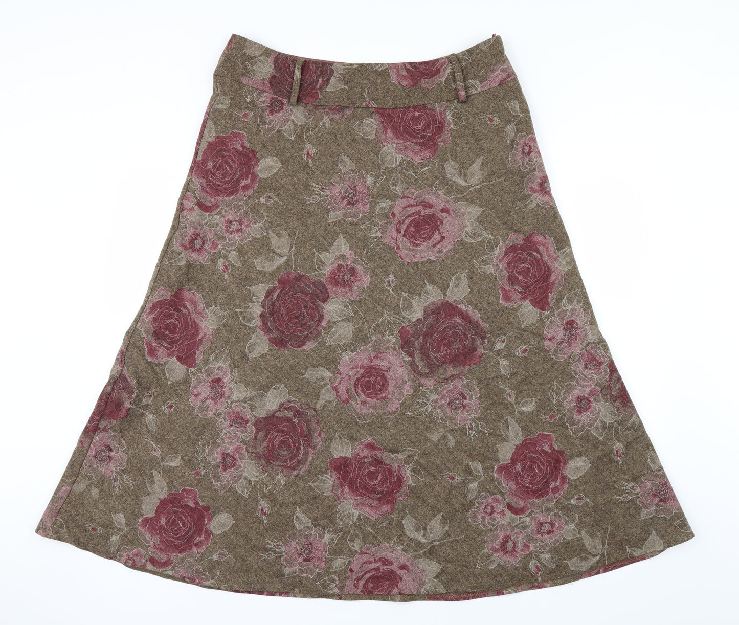 Per Una Womens Green Floral  A-Line Skirt Size 14